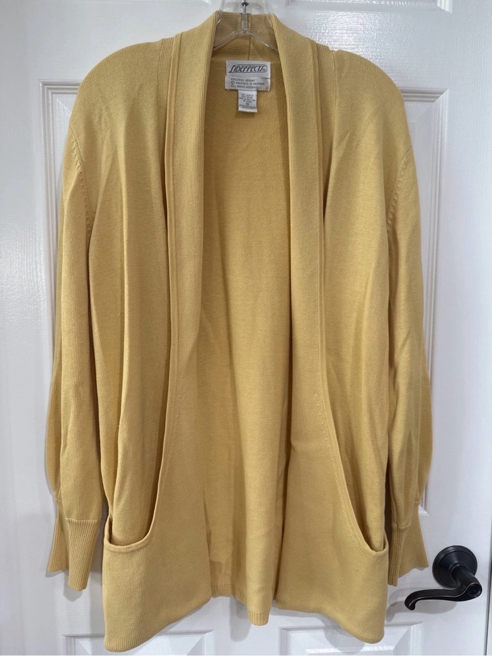 Side Effects of California Vtg 80s Women's M Open Front Cardigan Yellow